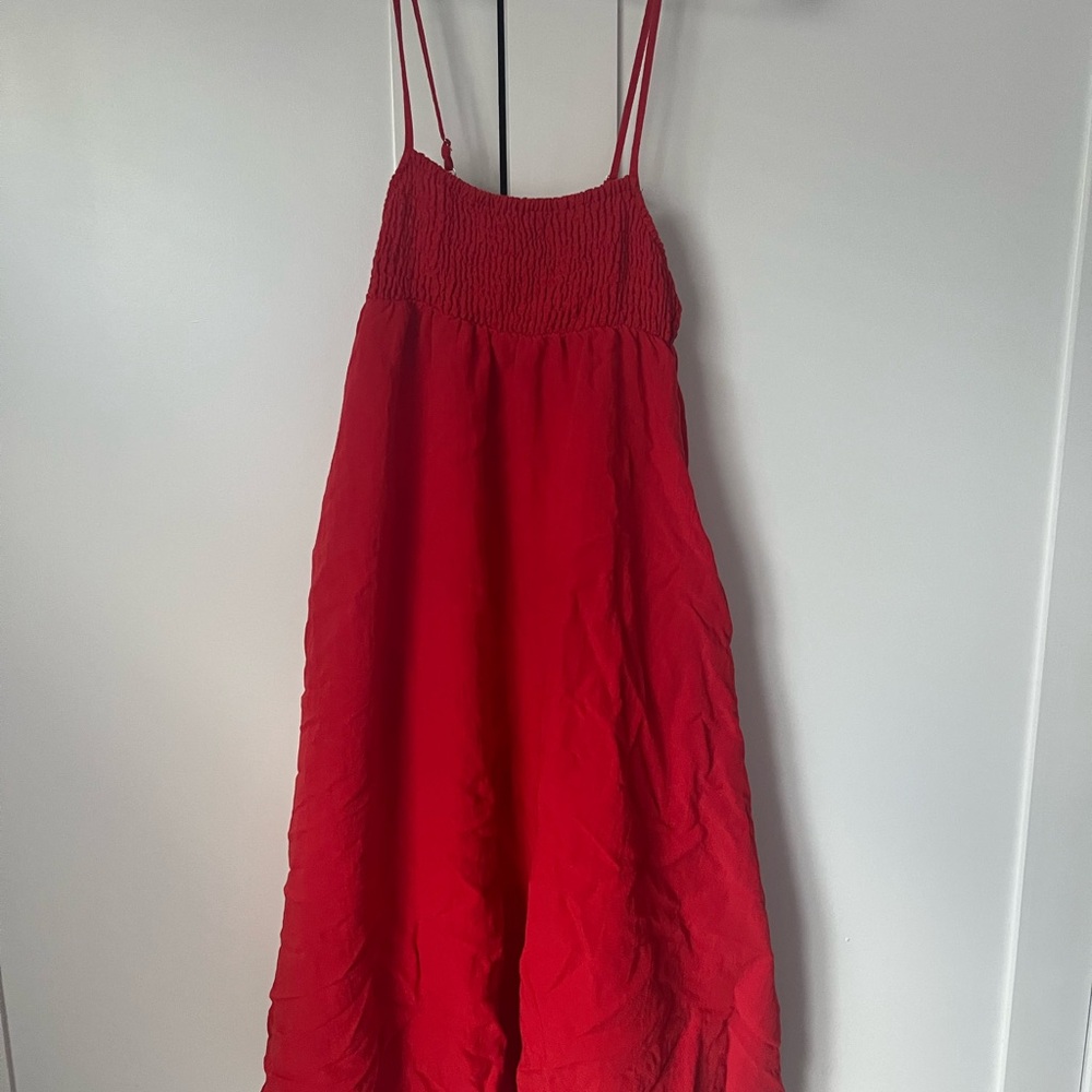 fab'rik Red Sleeveless Spaghetti Strap Sundress